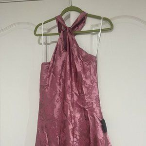 Lulu's Mauve Halter Jacquard Dress; NWT Size Large